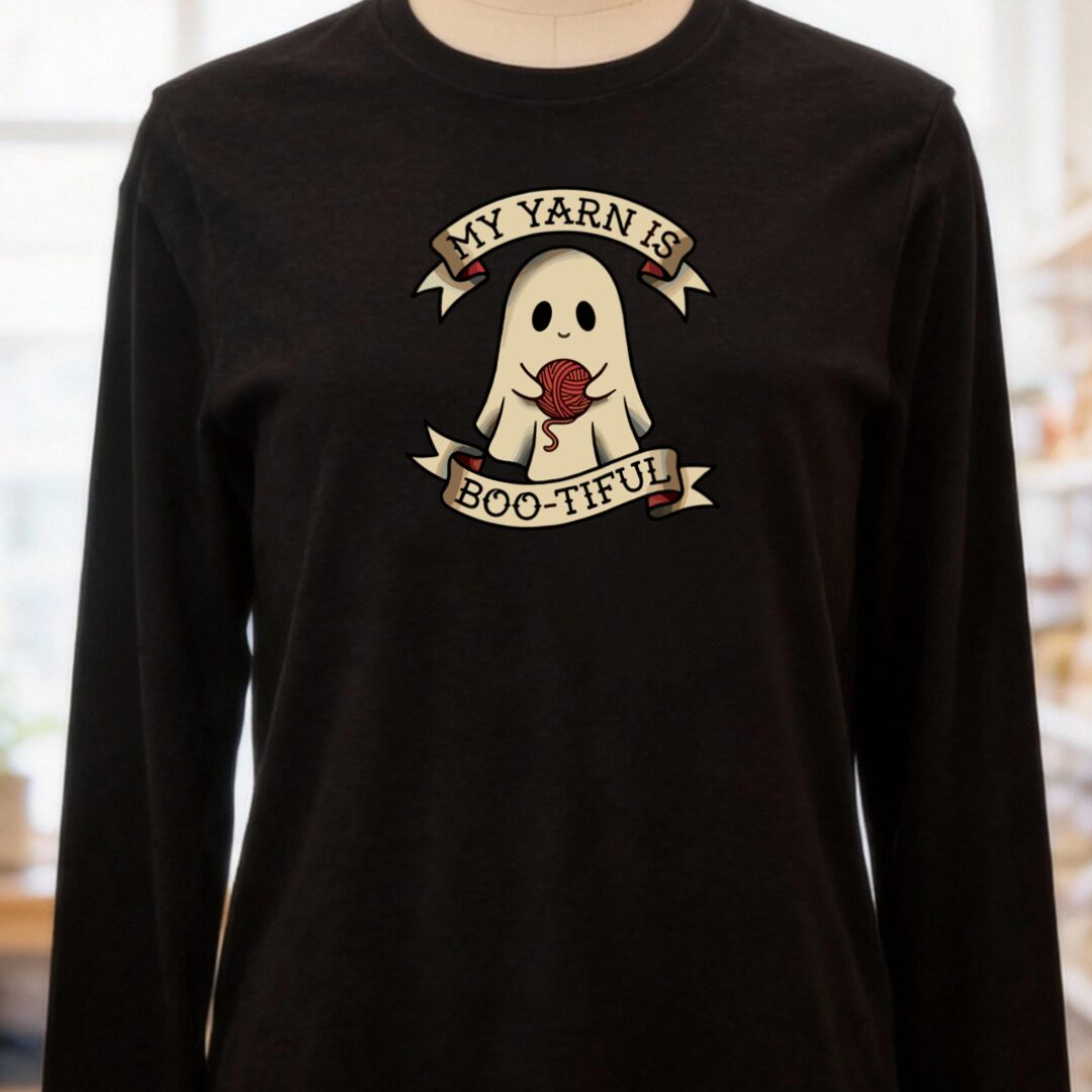 My Yarn Is bootiful Black Long Sleeve Tee.jpg