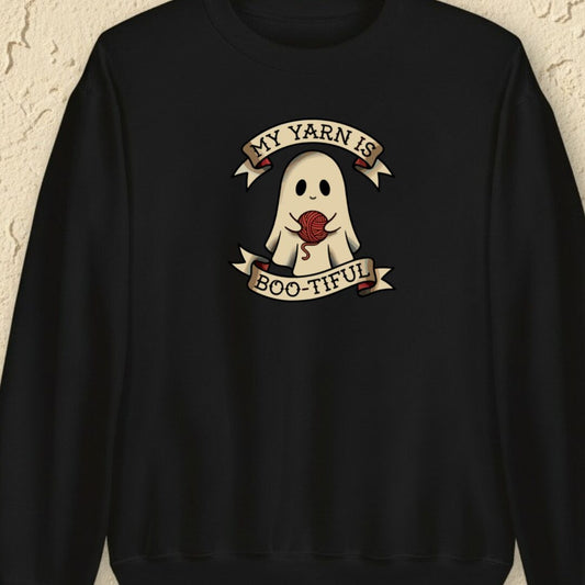 My Yarn Is bootiful Black Sweatshirt.jpg