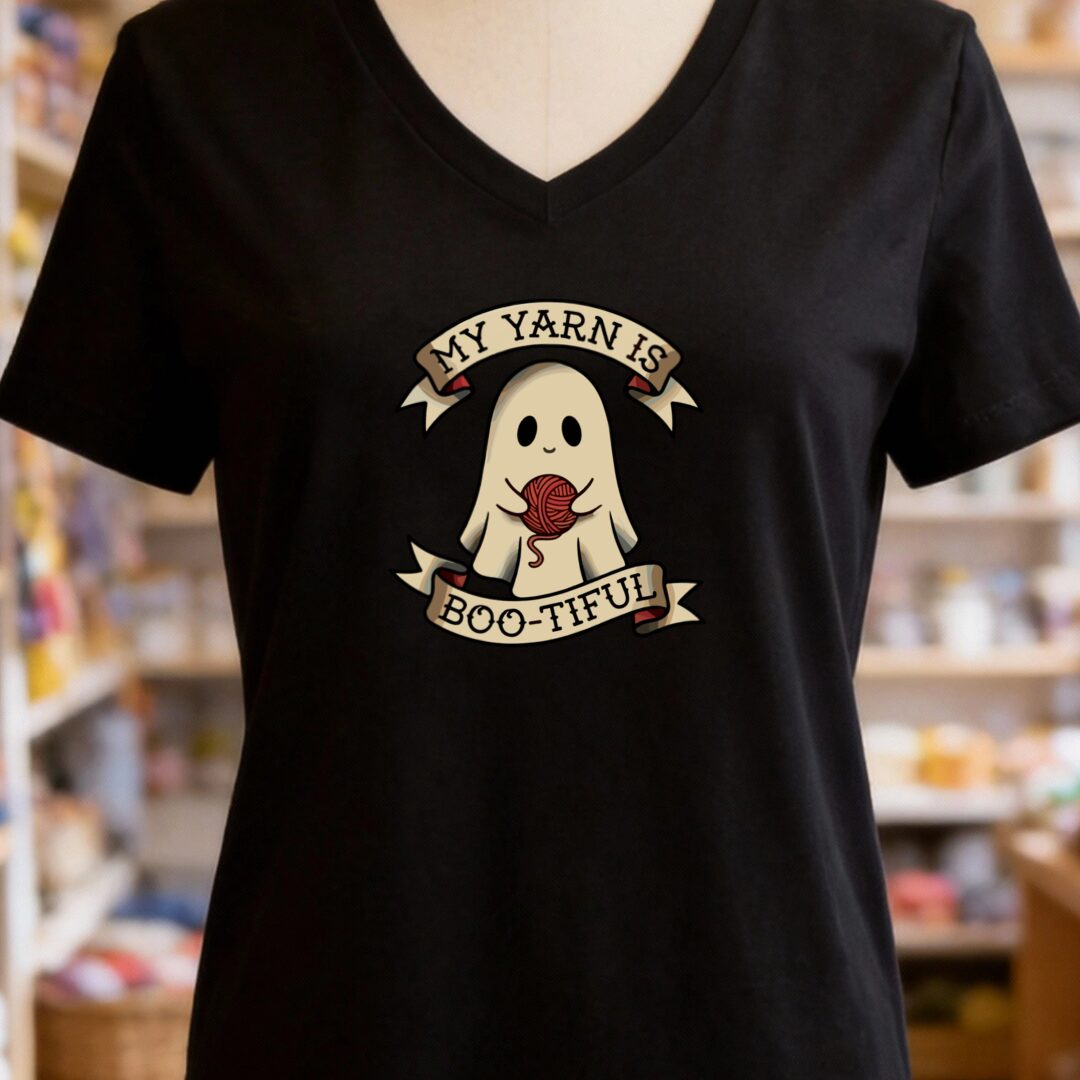 My Yarn Is bootiful V-Neck T-Shirt Black t-shirt