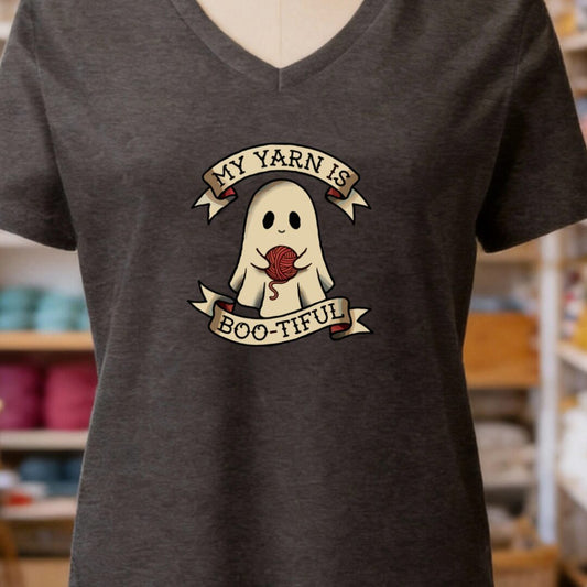 My Yarn Is bootiful V-Neck T-Shirt Dark Grey t-shirt