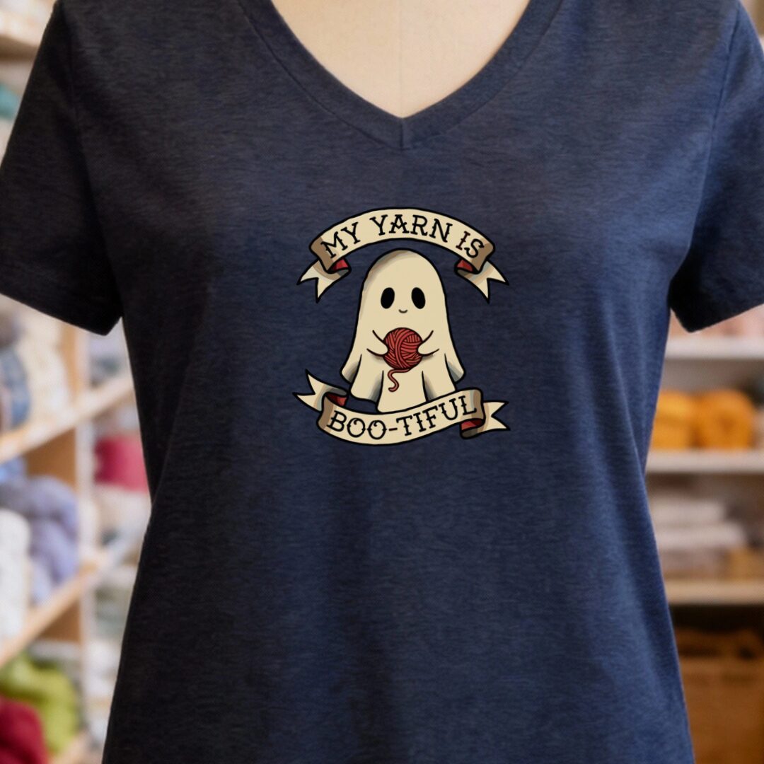 My Yarn Is bootiful Navy V Neck.jpg