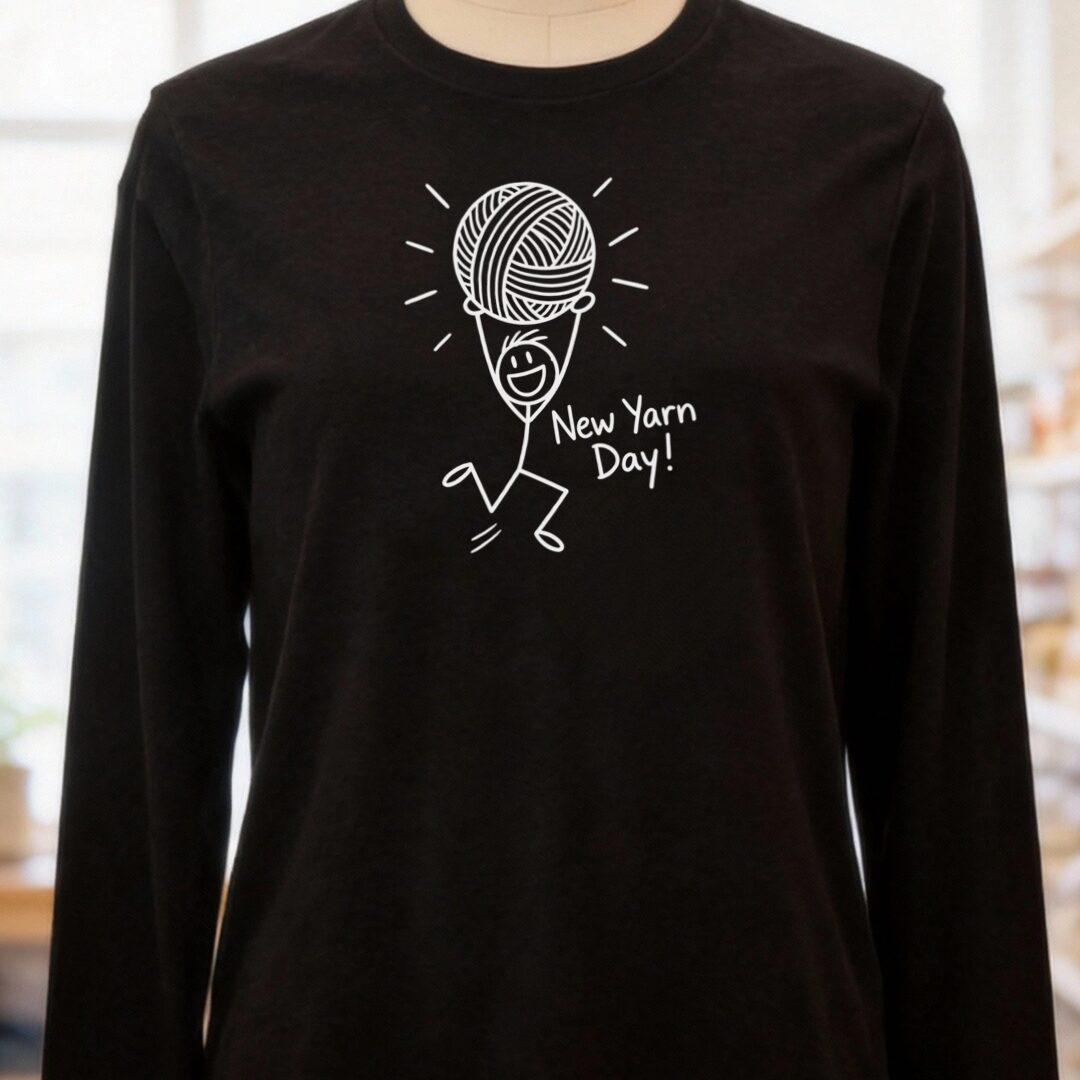 New Yarn Day Long Sleeve Tee Black t-shirt