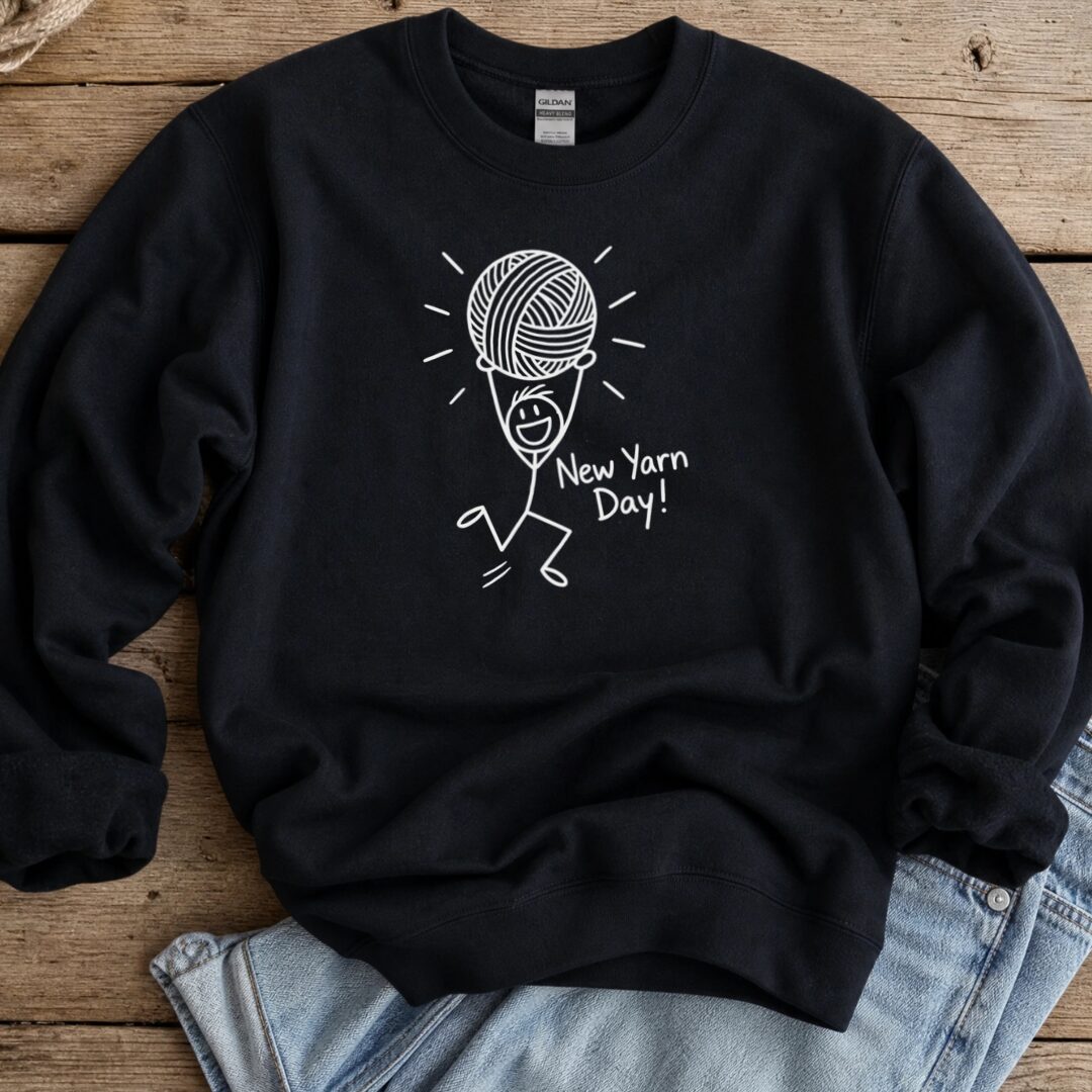 New Yarn Day Sweatshirt Black t-shirt