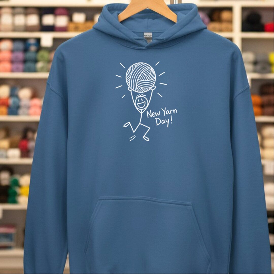 New Yarn Day Hoodie Indigo Blue t-shirt