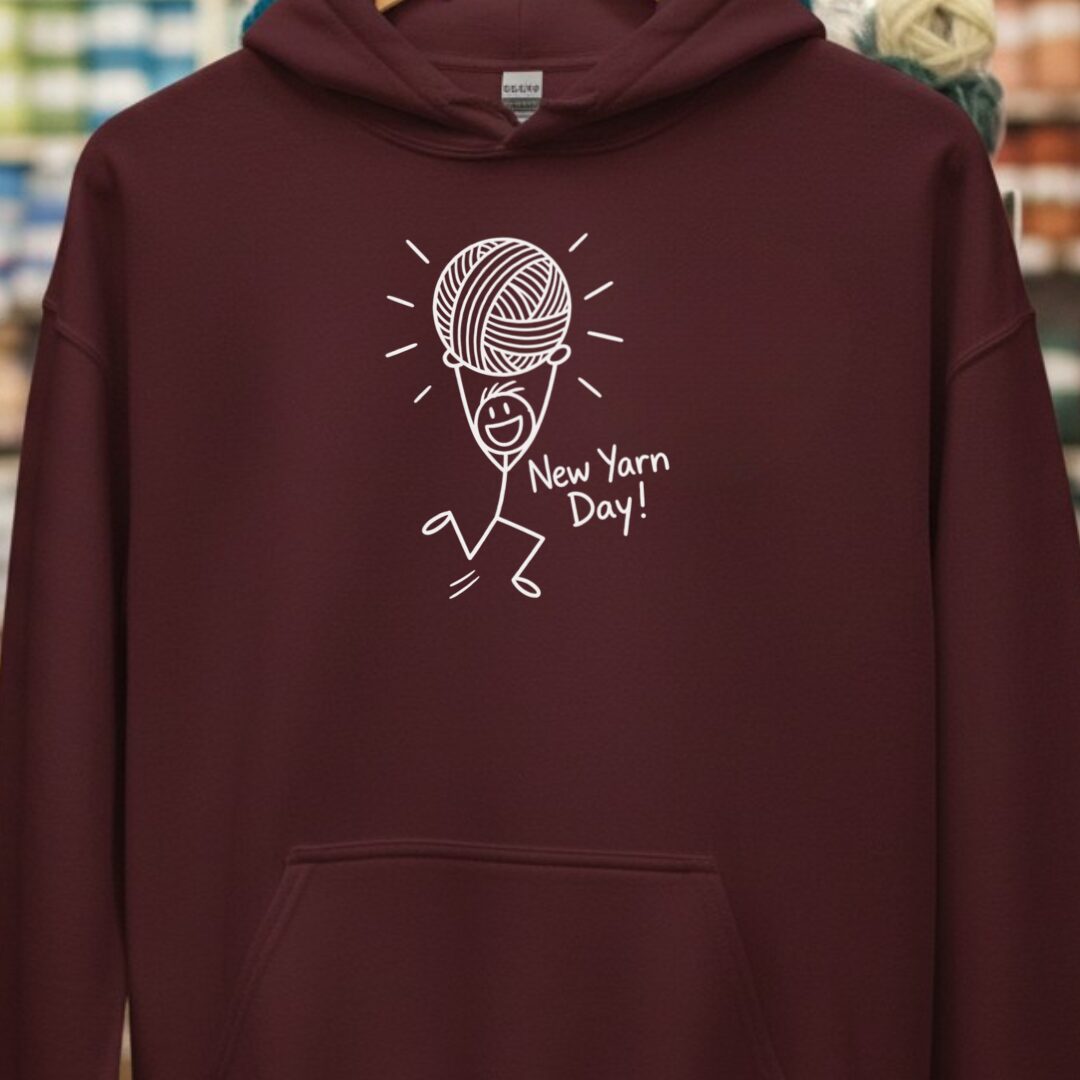 New Yarn Day Hoodie Maroon t-shirt