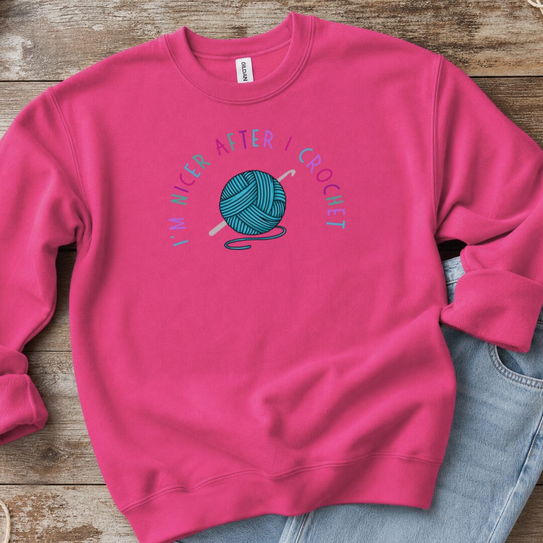 Nicer After Crochet Sweatshirt Bright Pink t-shirt