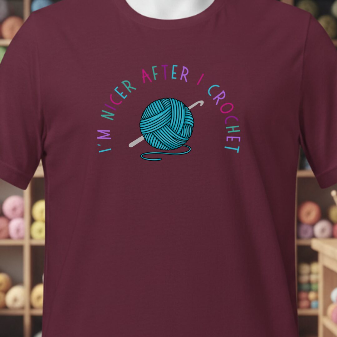 Nicer After Crochet T-Shirt Maroon t-shirt