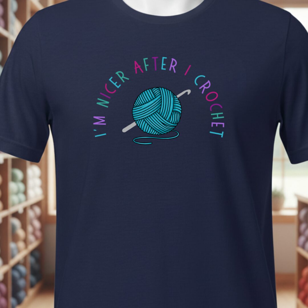 Nicer After Crochet T-Shirt Navy t-shirt