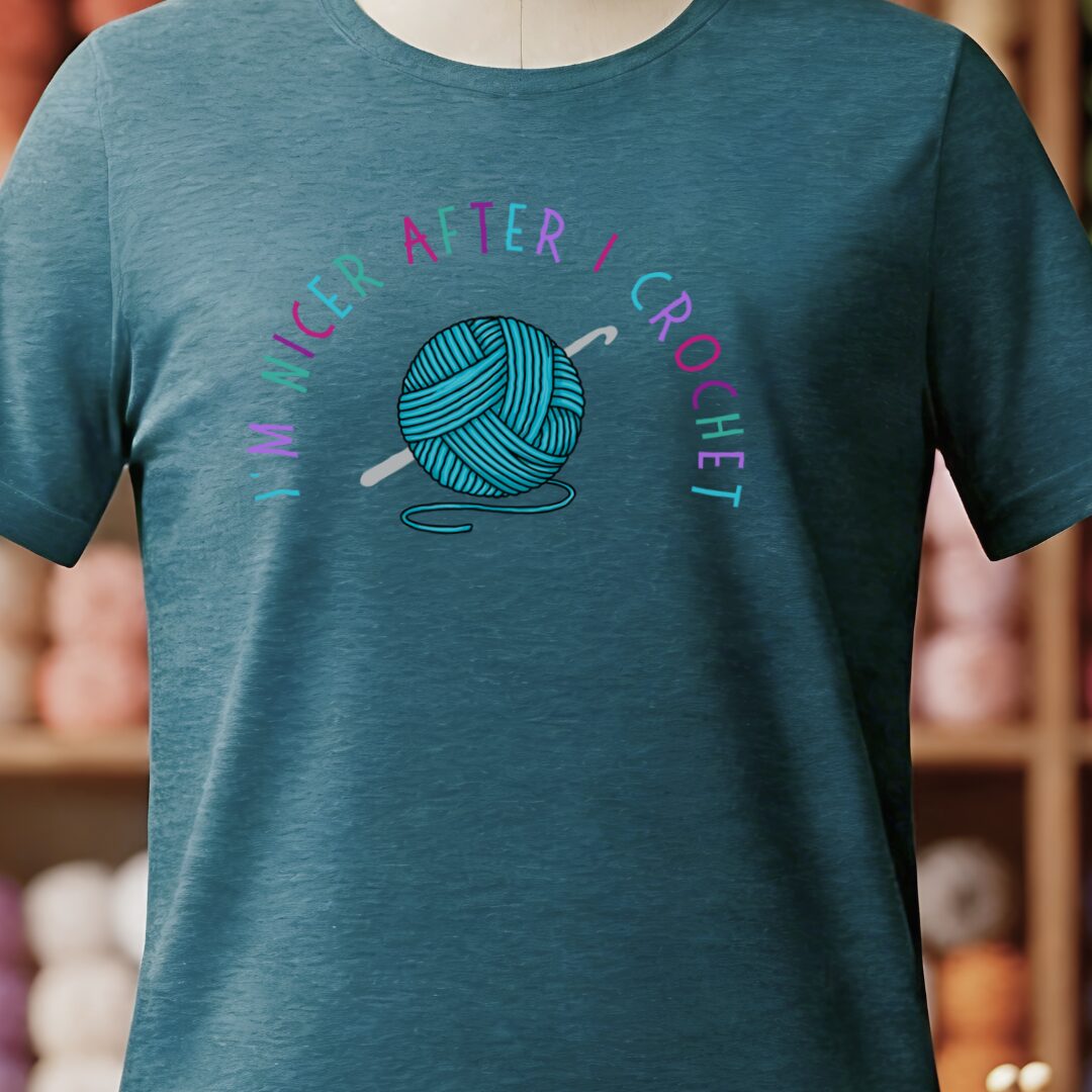 Nicer After Crochet T-Shirt Teal Blue t-shirt