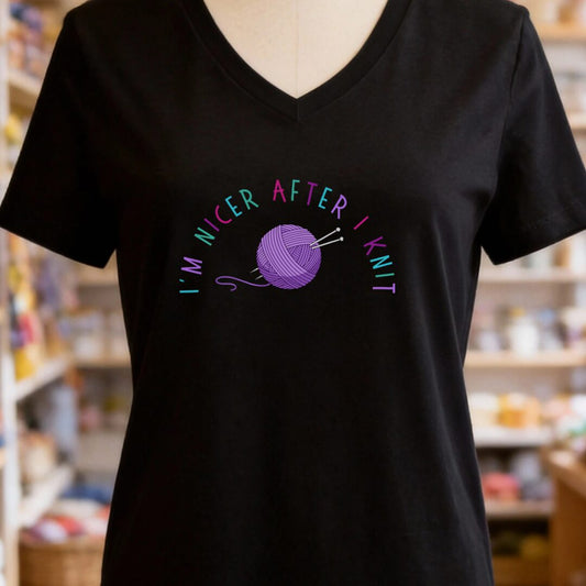 Nicer After Knit V-Neck T-Shirt Black t-shirt