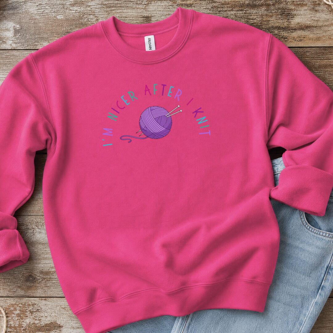 Nicer After Knit Sweatshirt Bright Pink t-shirt