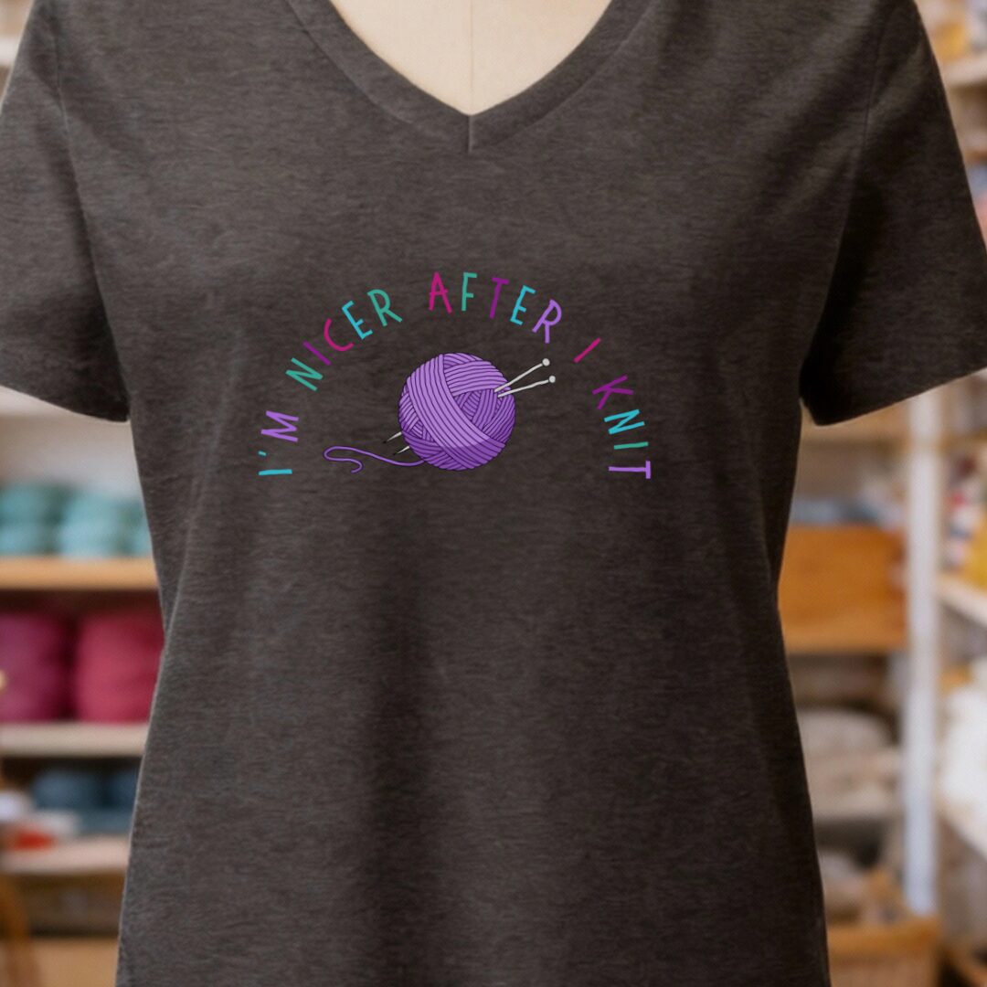 Nicer After Knit V-Neck T-Shirt Dark Grey t-shirt