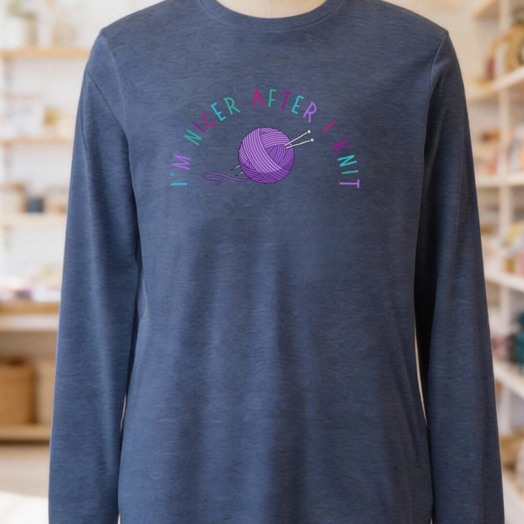 Nicer After Knit Long Sleeve Tee Heather Navy t-shirt