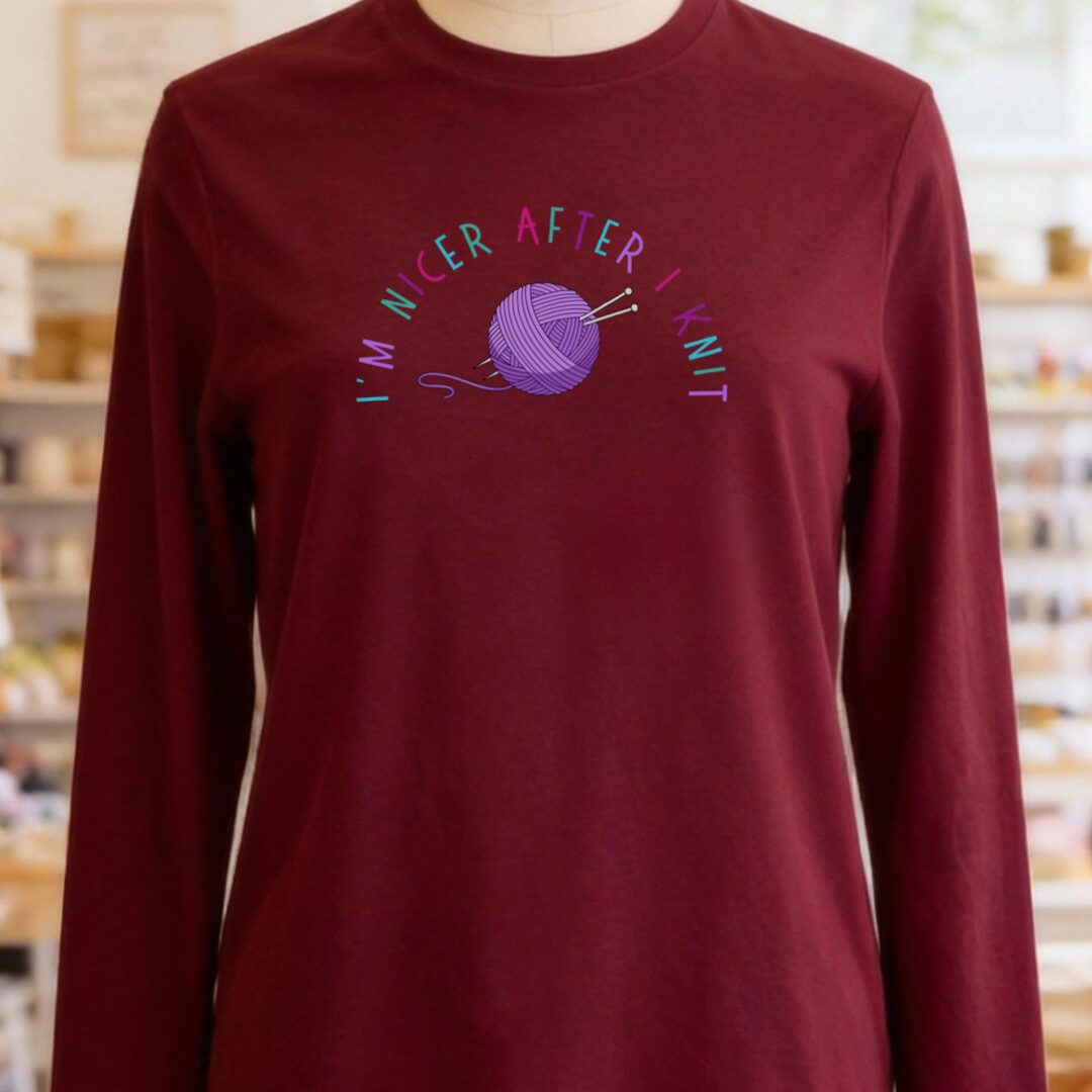 Nicer After Knit Long Sleeve Tee Maroon t-shirt