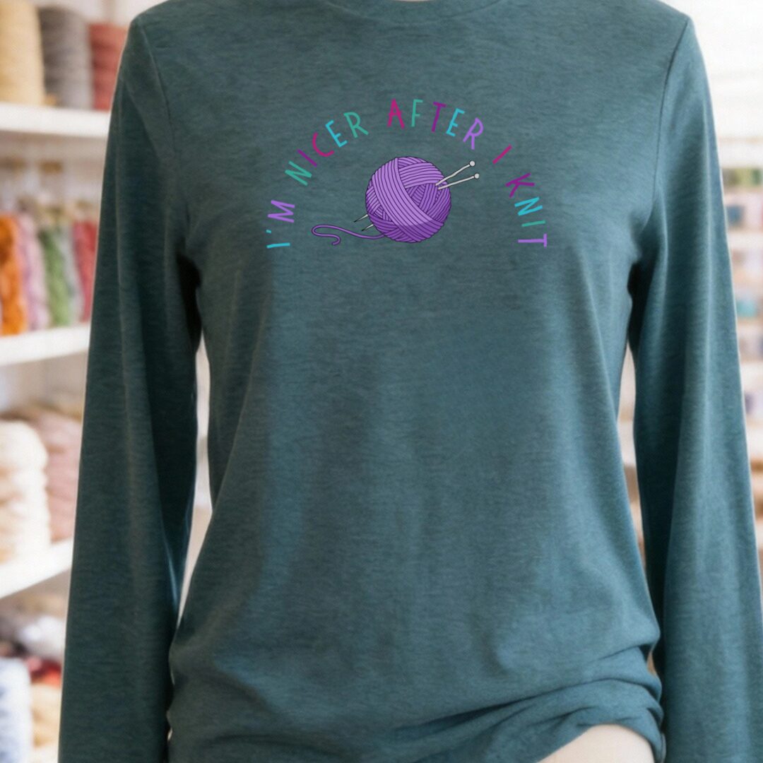 Nicer After Knit Long Sleeve Tee Heather Deep Teal t-shirt