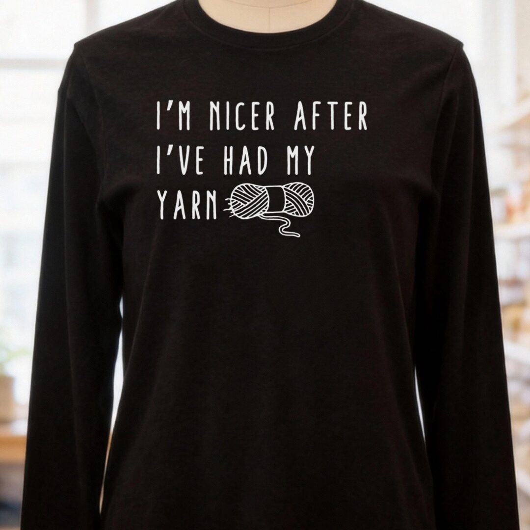 Nicer After Yarn Long Sleeve Tee Black Heather t-shirt