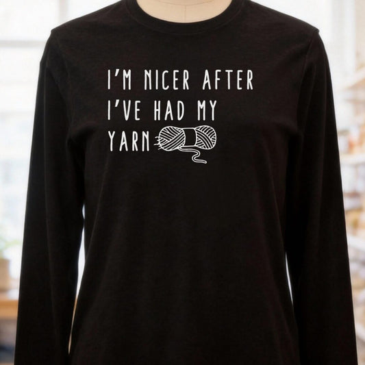 Nicer After Yarn Long Sleeve Tee Black Heather t-shirt