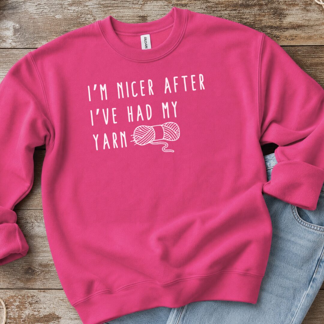 Nicer After Yarn Sweatshirt Bright Pink t-shirt