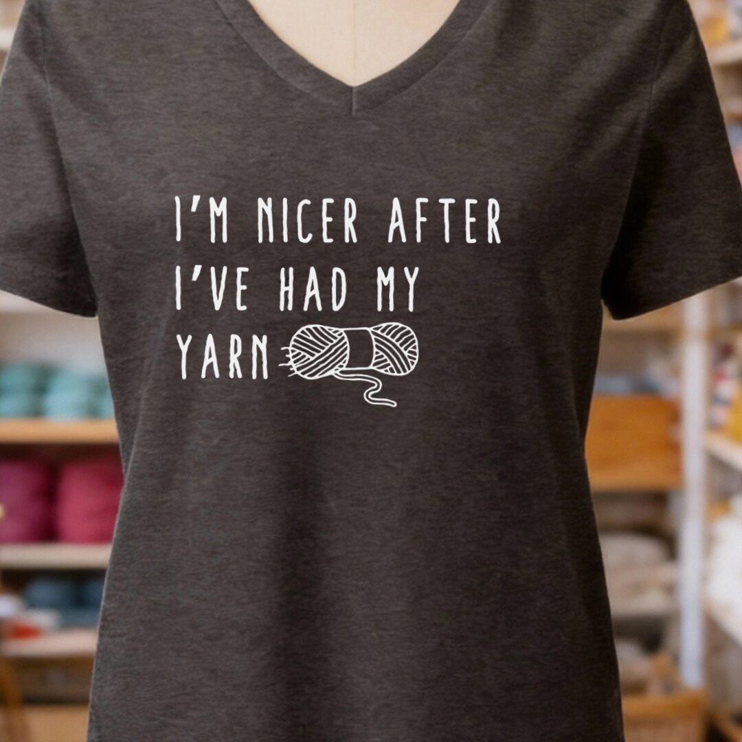 Nicer After Yarn V-Neck T-Shirt Dark Grey t-shirt