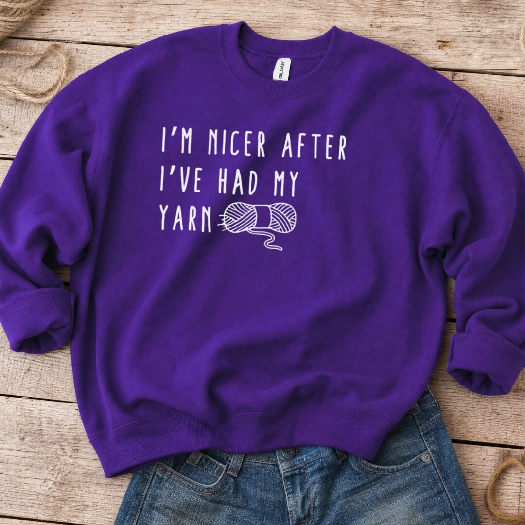 Nicer After Yarn Sweatshirt Purple t-shirt