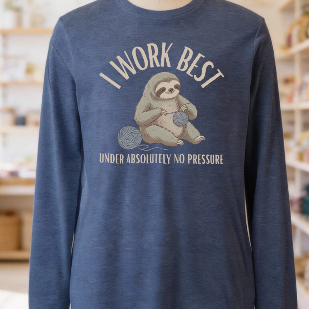 No Pressure Heather Navy Long Sleeve Tee.jpg