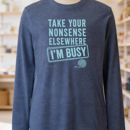 Nonsense Heather Navy Long Sleeve Tee.jpg