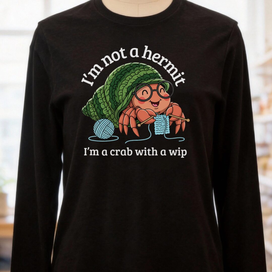 Not A Hermit Long Sleeve Tee Black Heather t-shirt