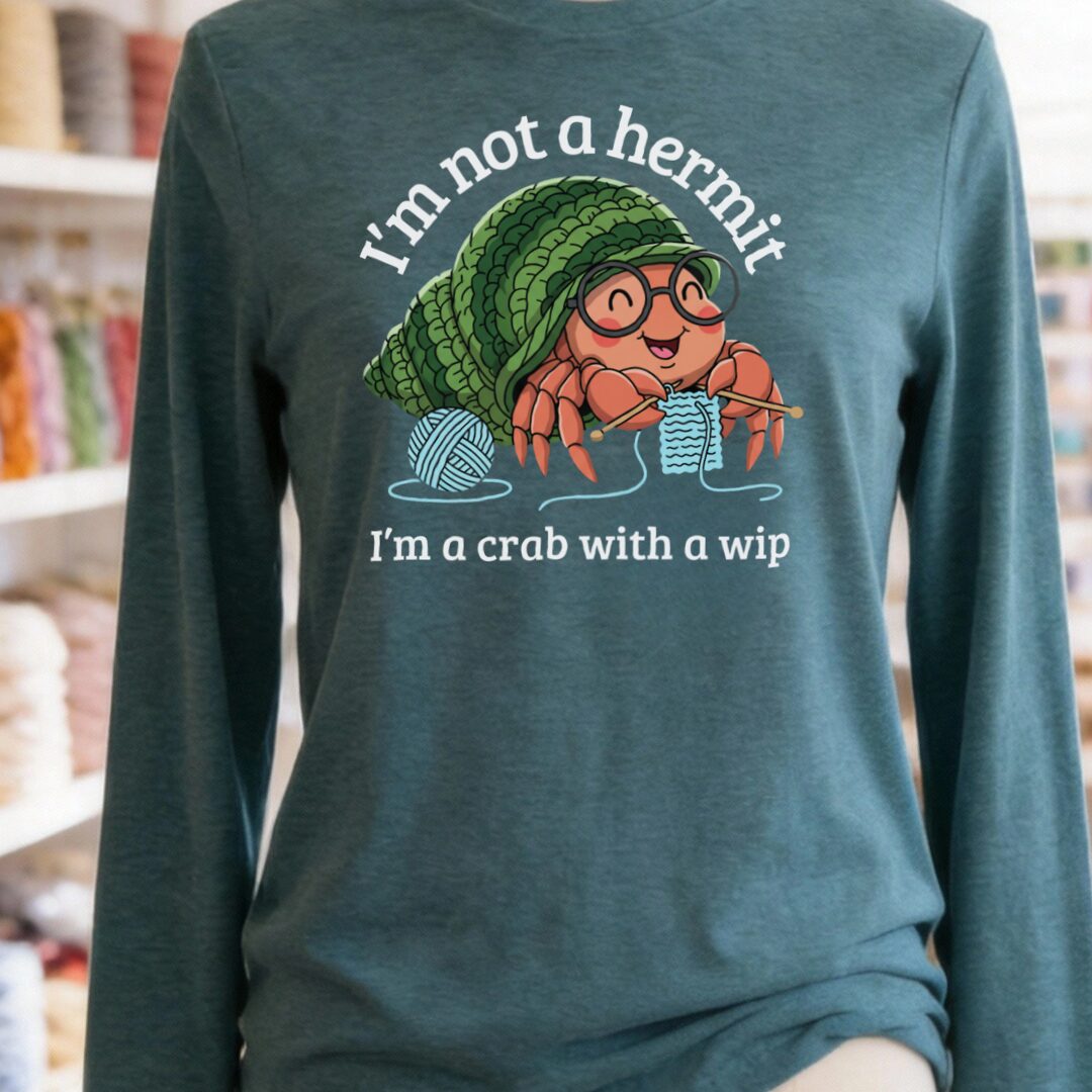 Not A Hermit Long Sleeve Tee Heather Deep Teal t-shirt