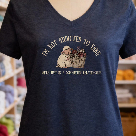 Not Addicted Navy V Neck.jpg