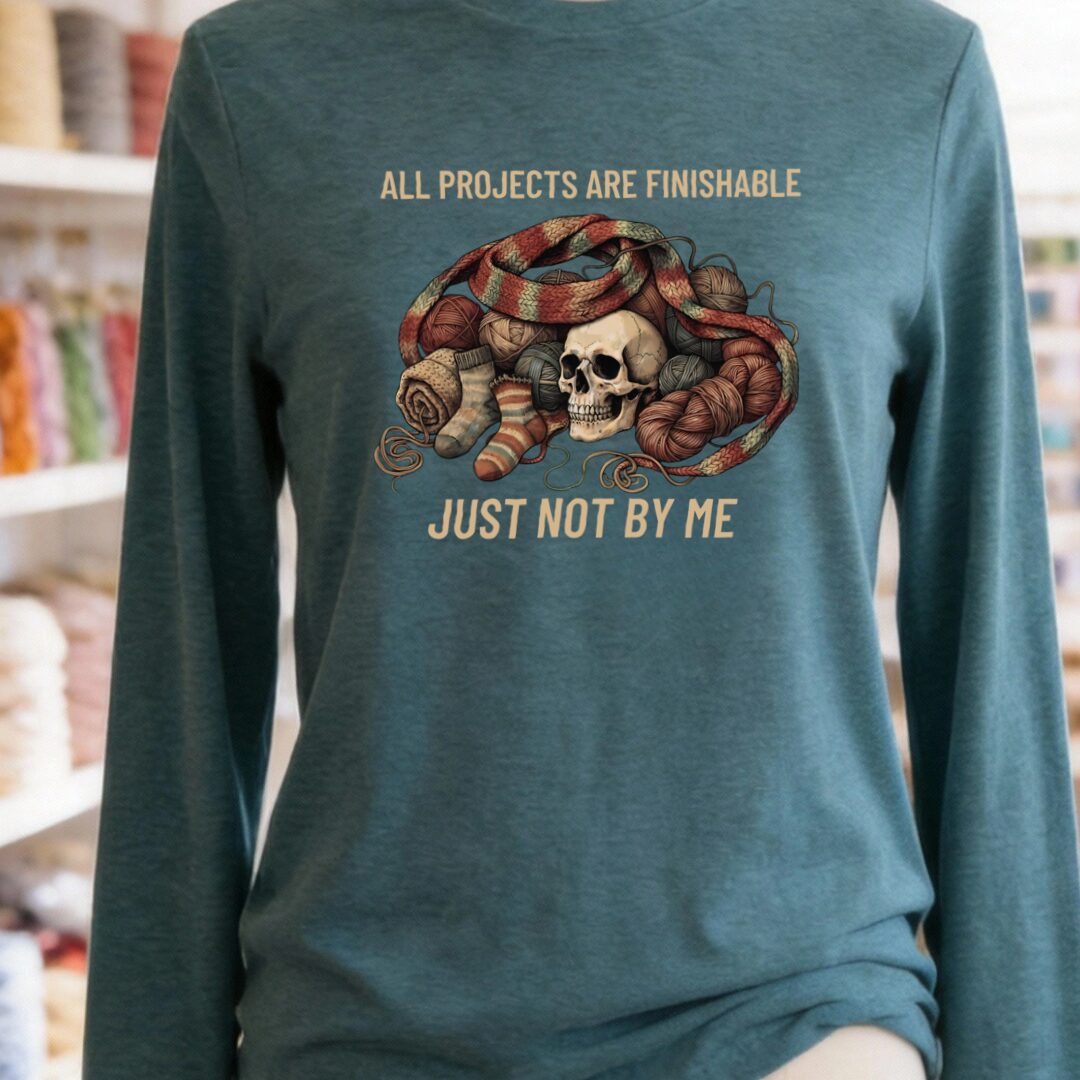 Not By Me Long Sleeve Tee Teal Blue t-shirt