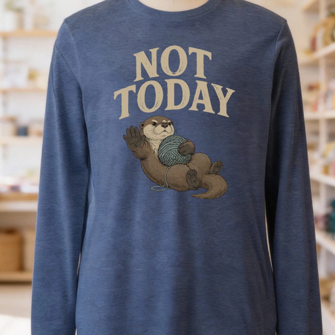 Not Today Heather Navy Long Sleeve Tee.jpg