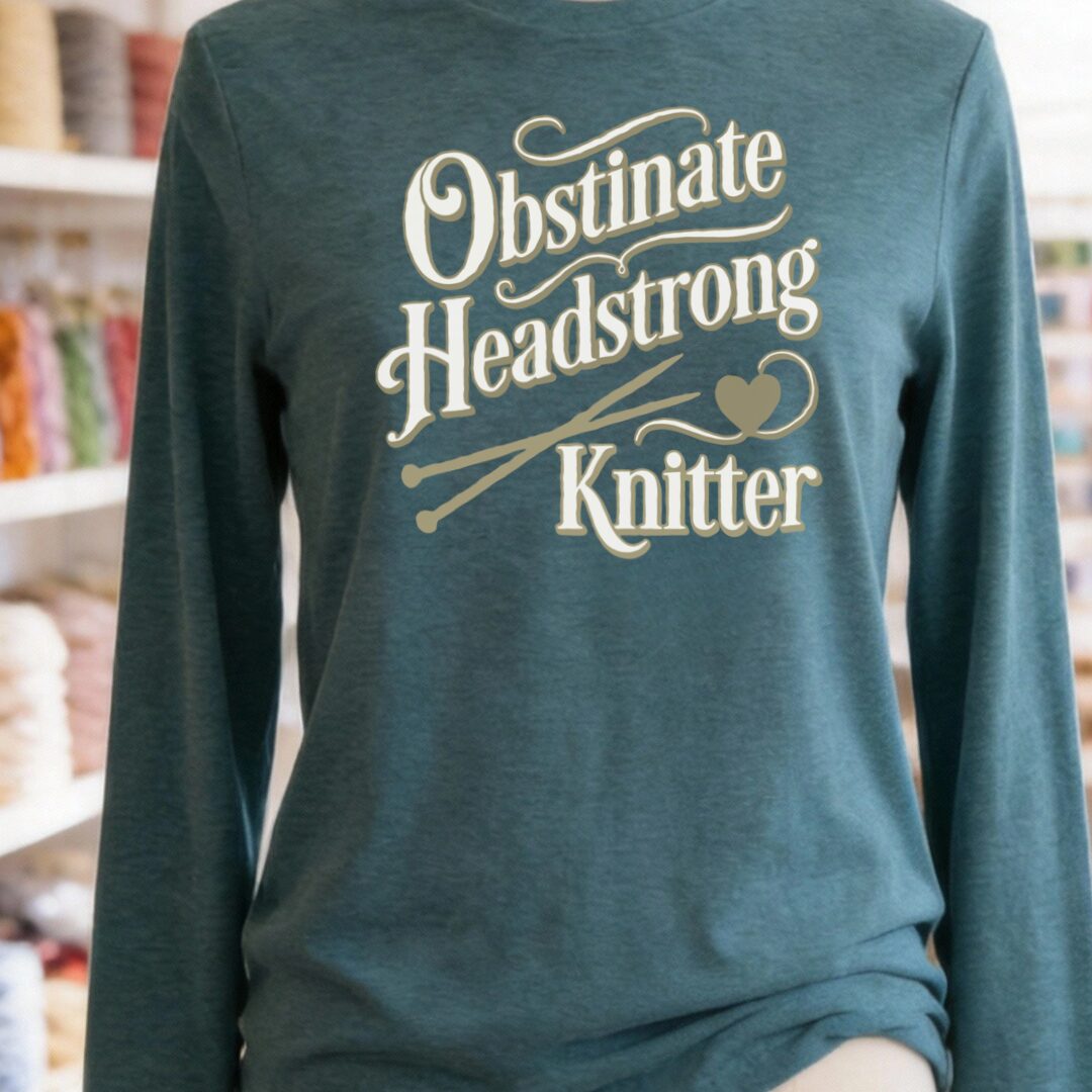 Obstinate Headstrong Knitter Long Sleeve Tee Teal Blue t-shirt
