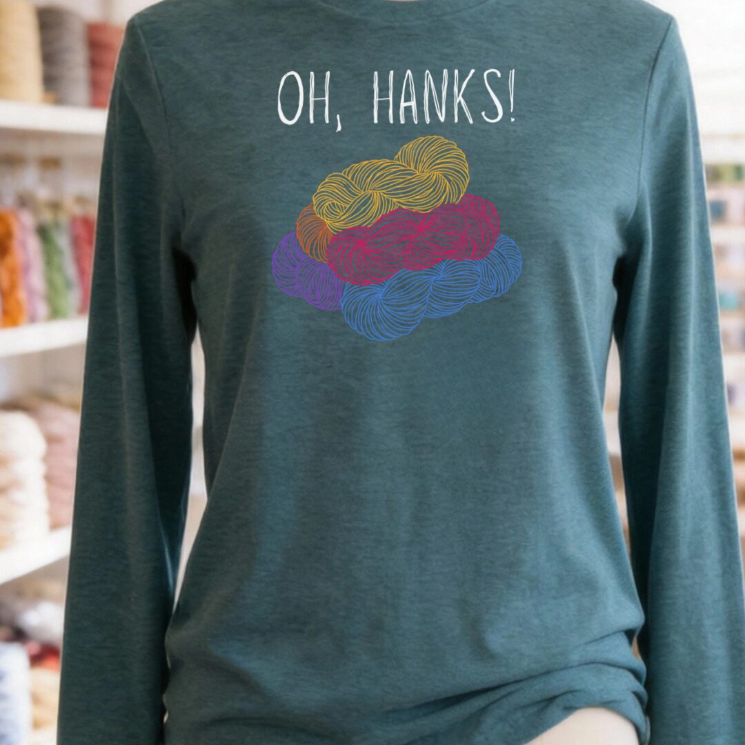 Oh Hanks Long Sleeve Tee Teal Blue t-shirt