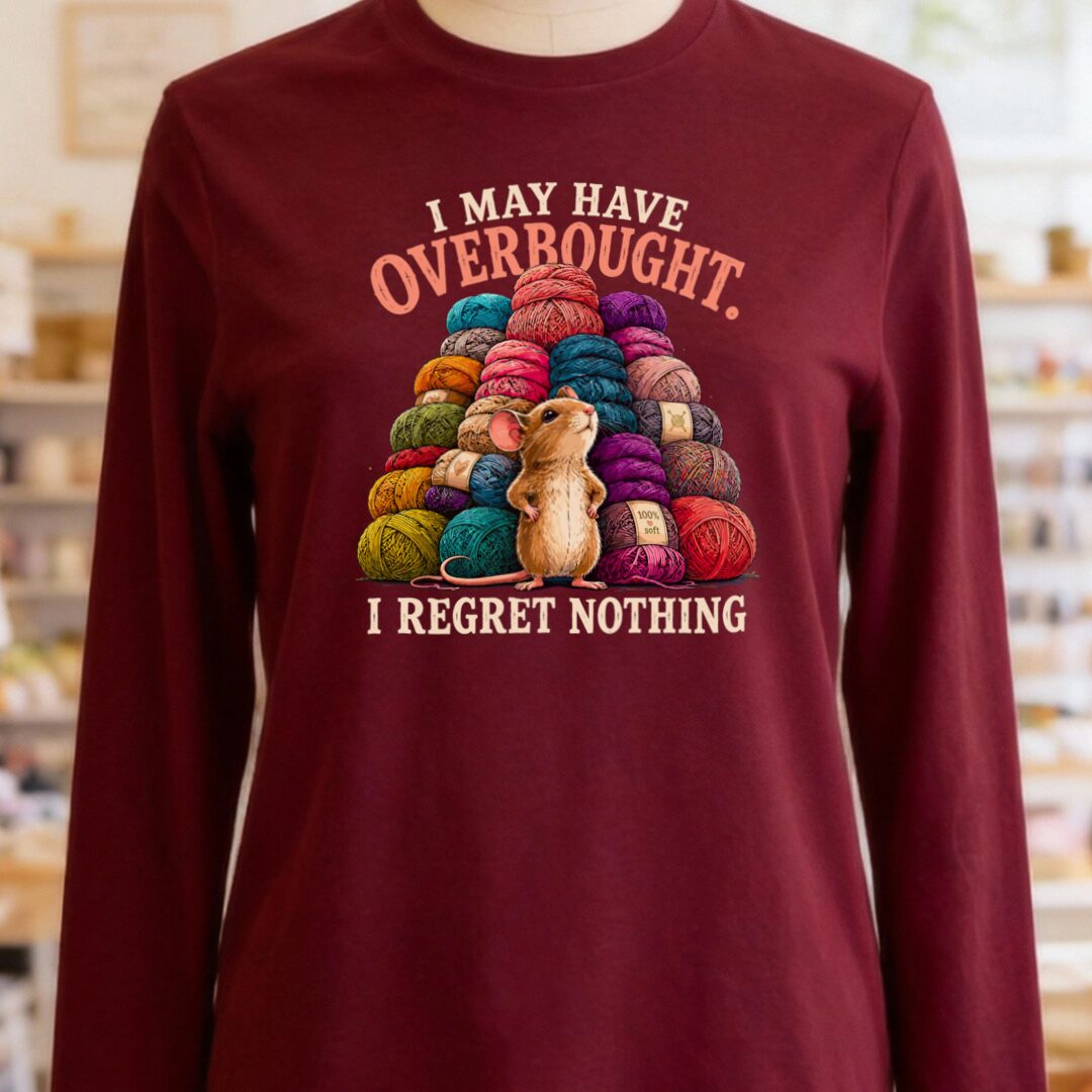 Overbought Long Sleeve Tee Maroon t-shirt