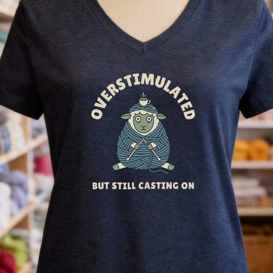 Overstimulated V-Neck T-Shirt Navy t-shirt