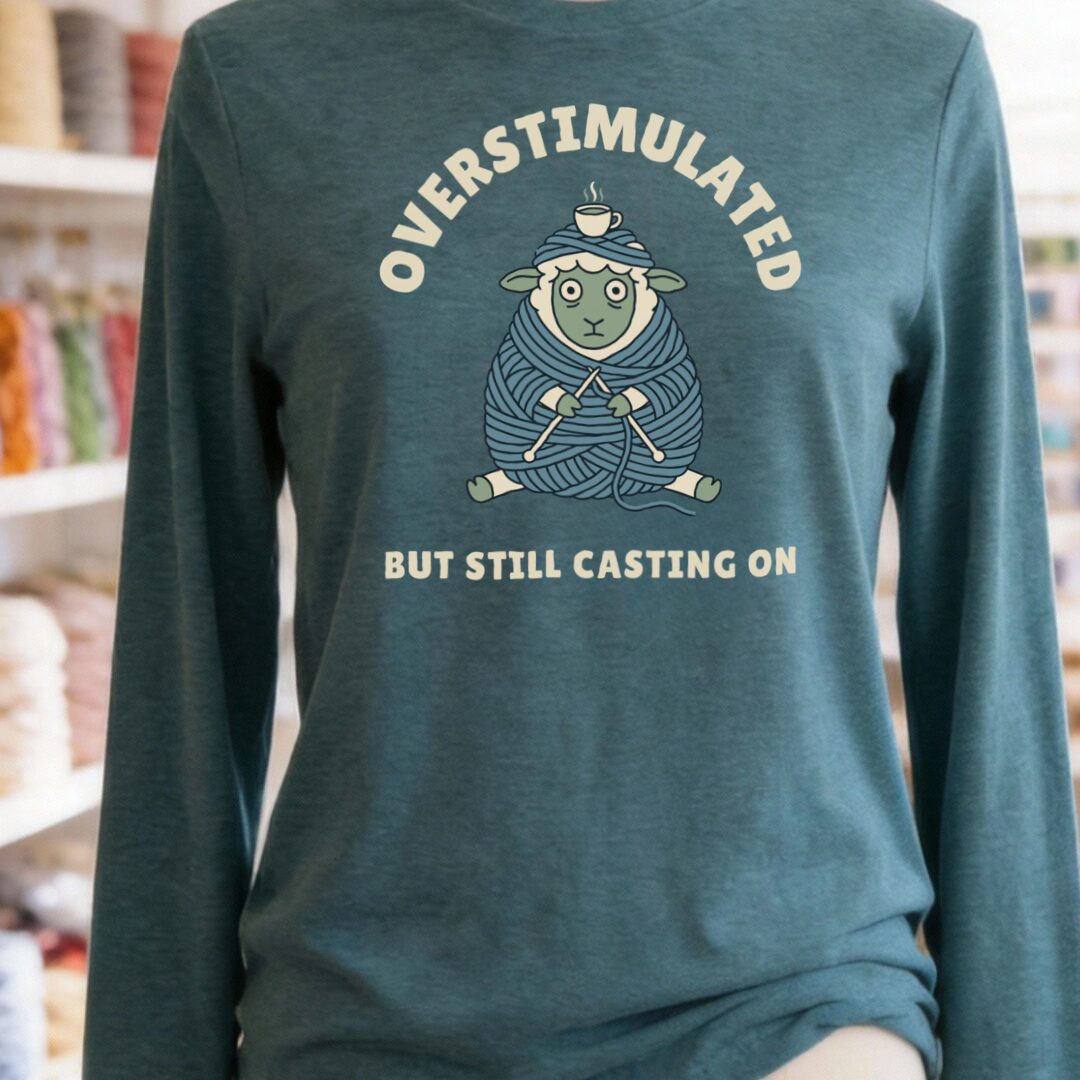 Overstimulated Long Sleeve Tee Teal Blue t-shirt