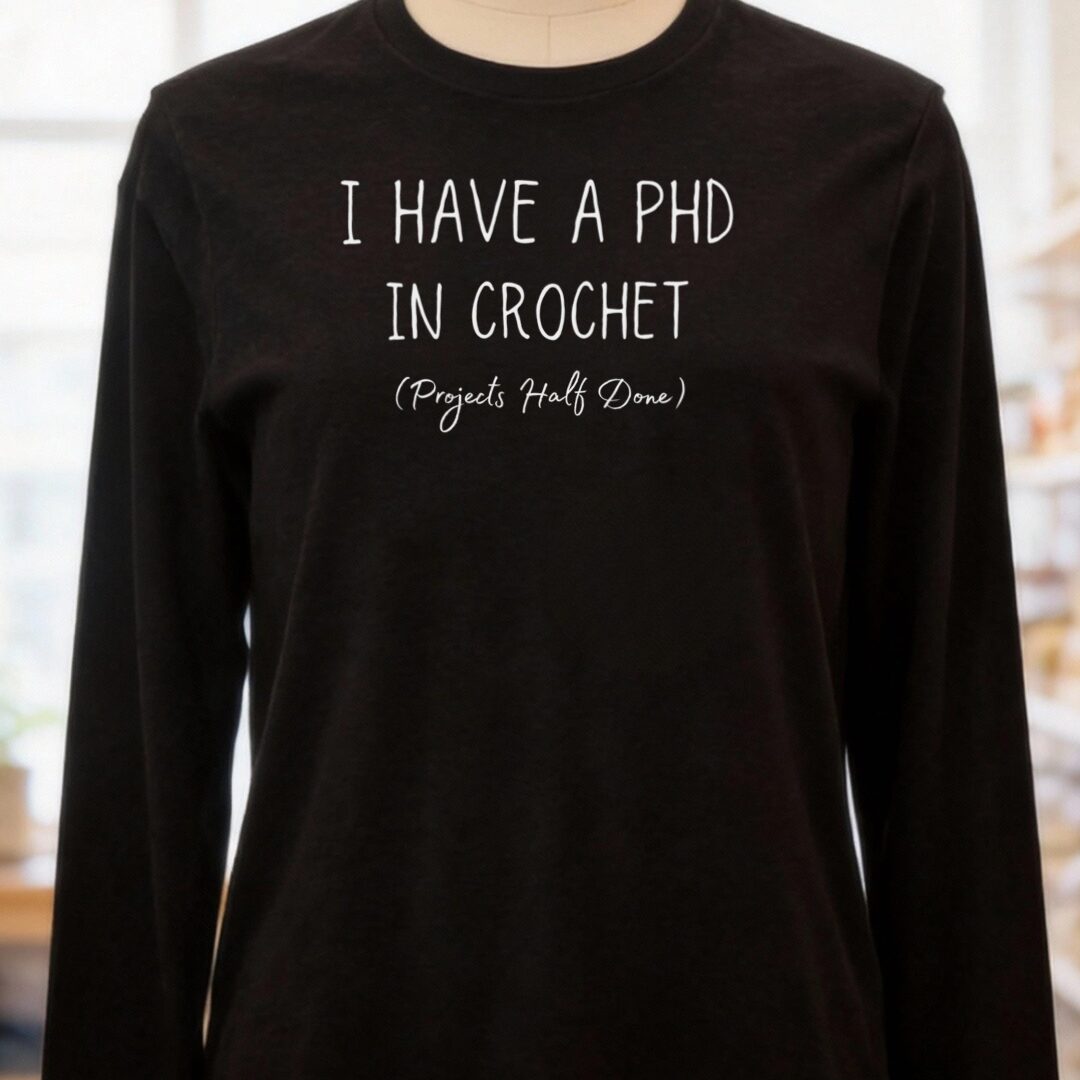 PHD In Crochet Long Sleeve Tee Black t-shirt