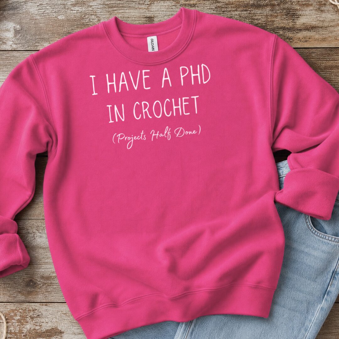 PHD In Crochet Sweatshirt Bright Pink t-shirt