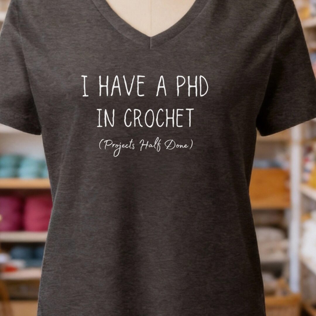 PHD In Crochet V-Neck T-Shirt Dark Grey t-shirt