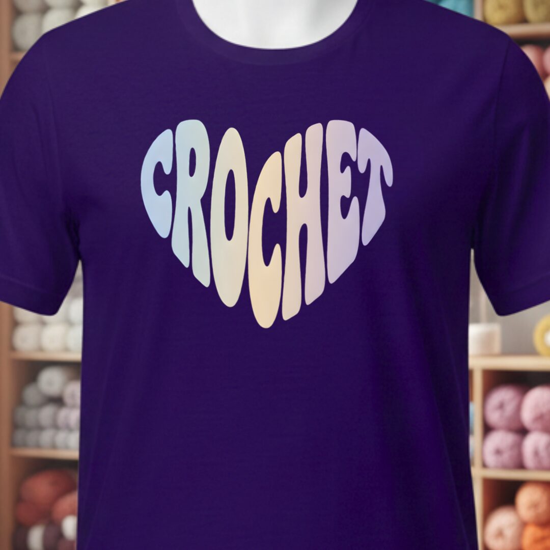 Pastel Crochet Heart T-Shirt Purple t-shirt