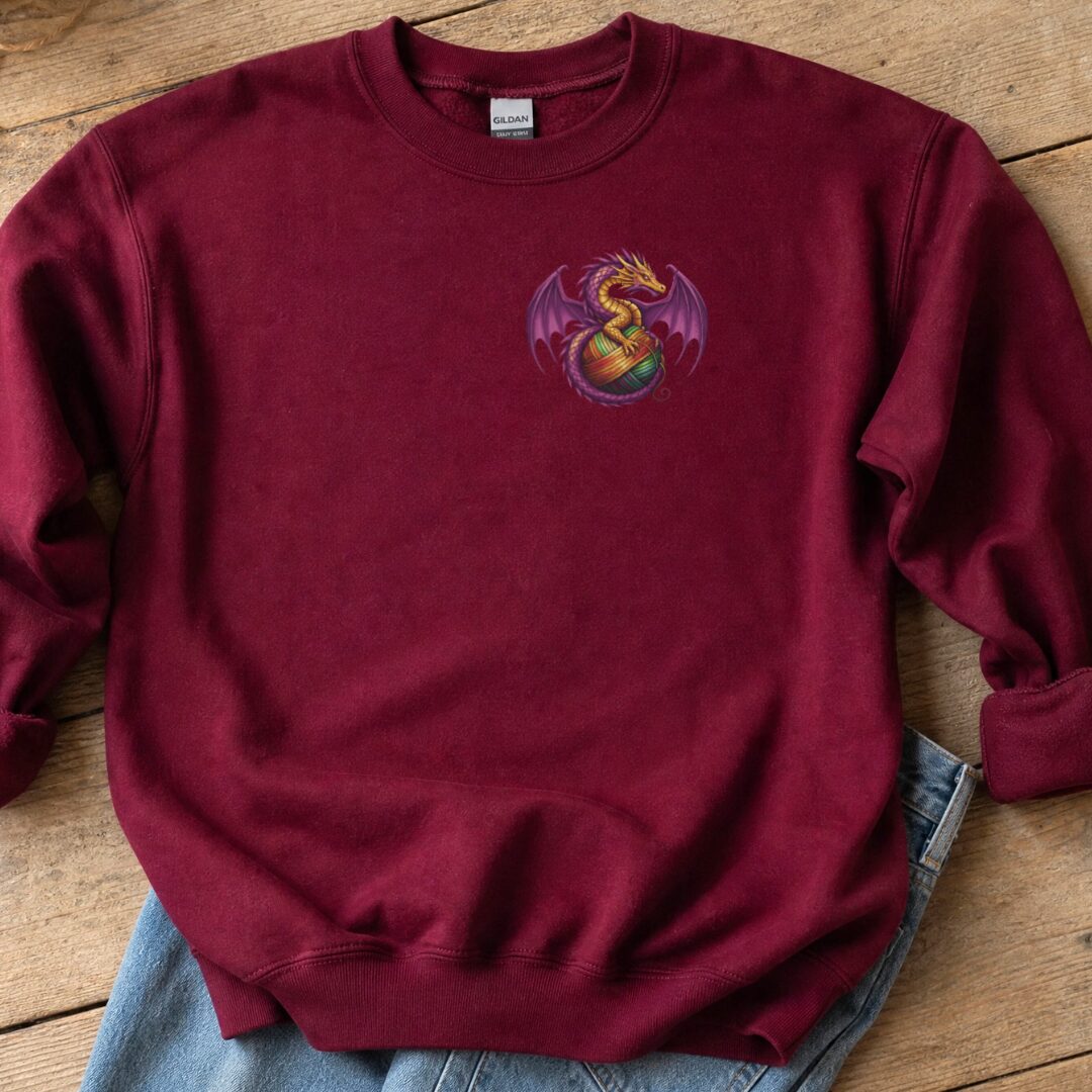 Pocket Dragon Sweatshirt Maroon t-shirt
