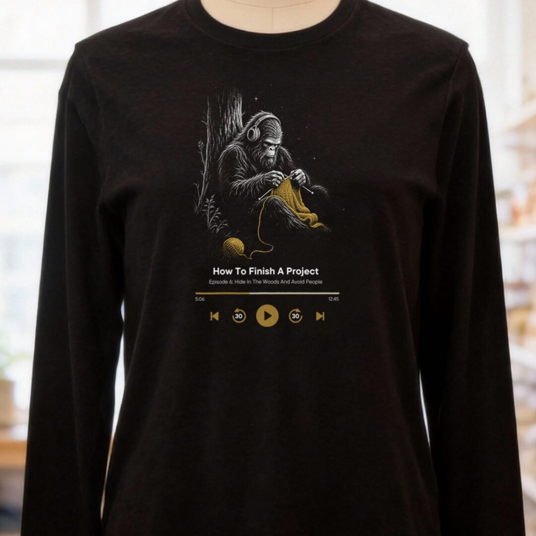 Podcast Bigfoot Long Sleeve Tee Black t-shirt