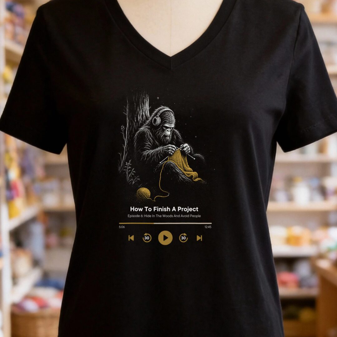 Podcast Bigfoot V-Neck T-Shirt Black t-shirt