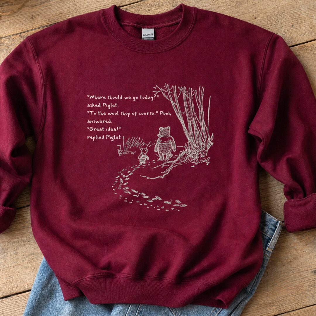 Pooh and Piglet Sweatshirt Maroon t-shirt