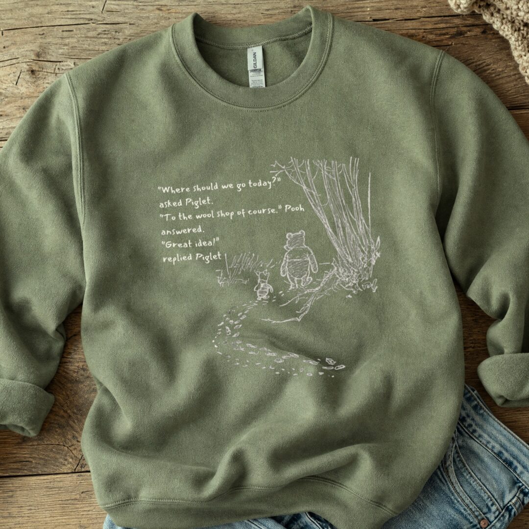 Pooh and Piglet Sweatshirt Military Green t-shirt