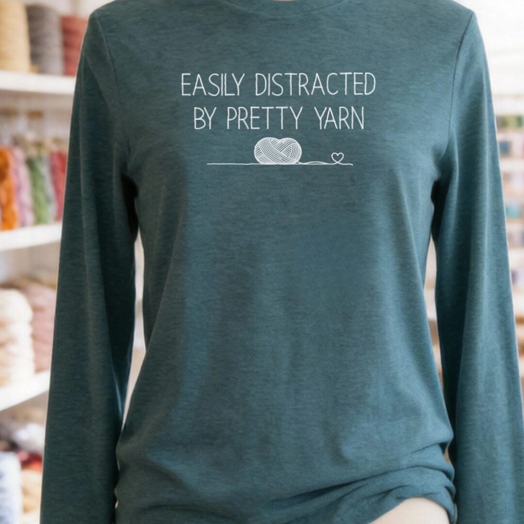 Pretty Yarn Long Sleeve Tee Teal Blue t-shirt