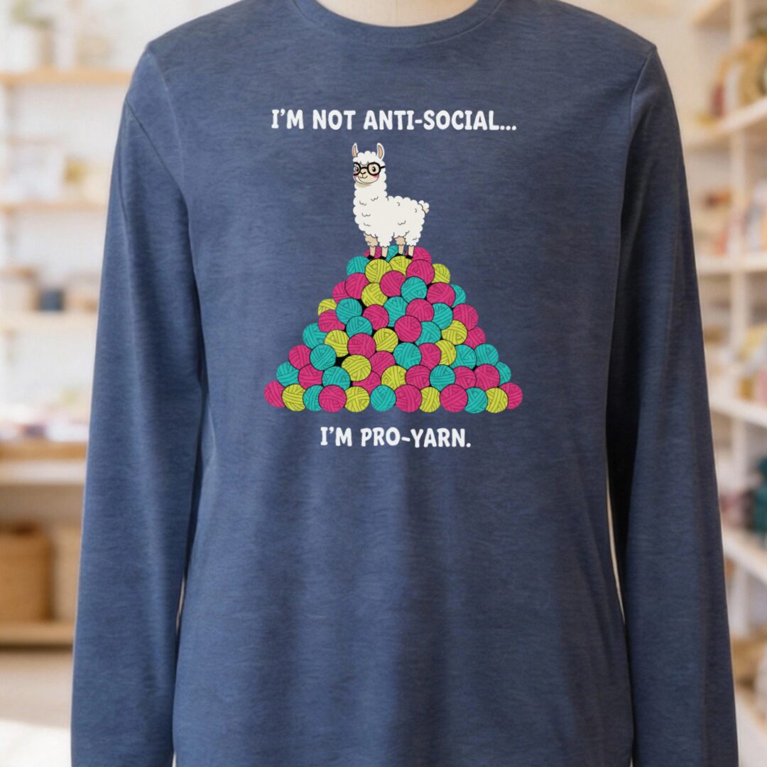 Pro Yarn Long Sleeve Tee Heather Navy t-shirt