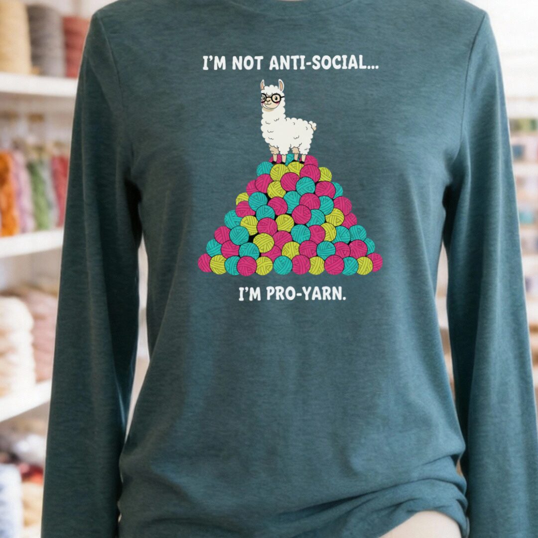 Pro Yarn Long Sleeve Tee Heather Deep Teal t-shirt