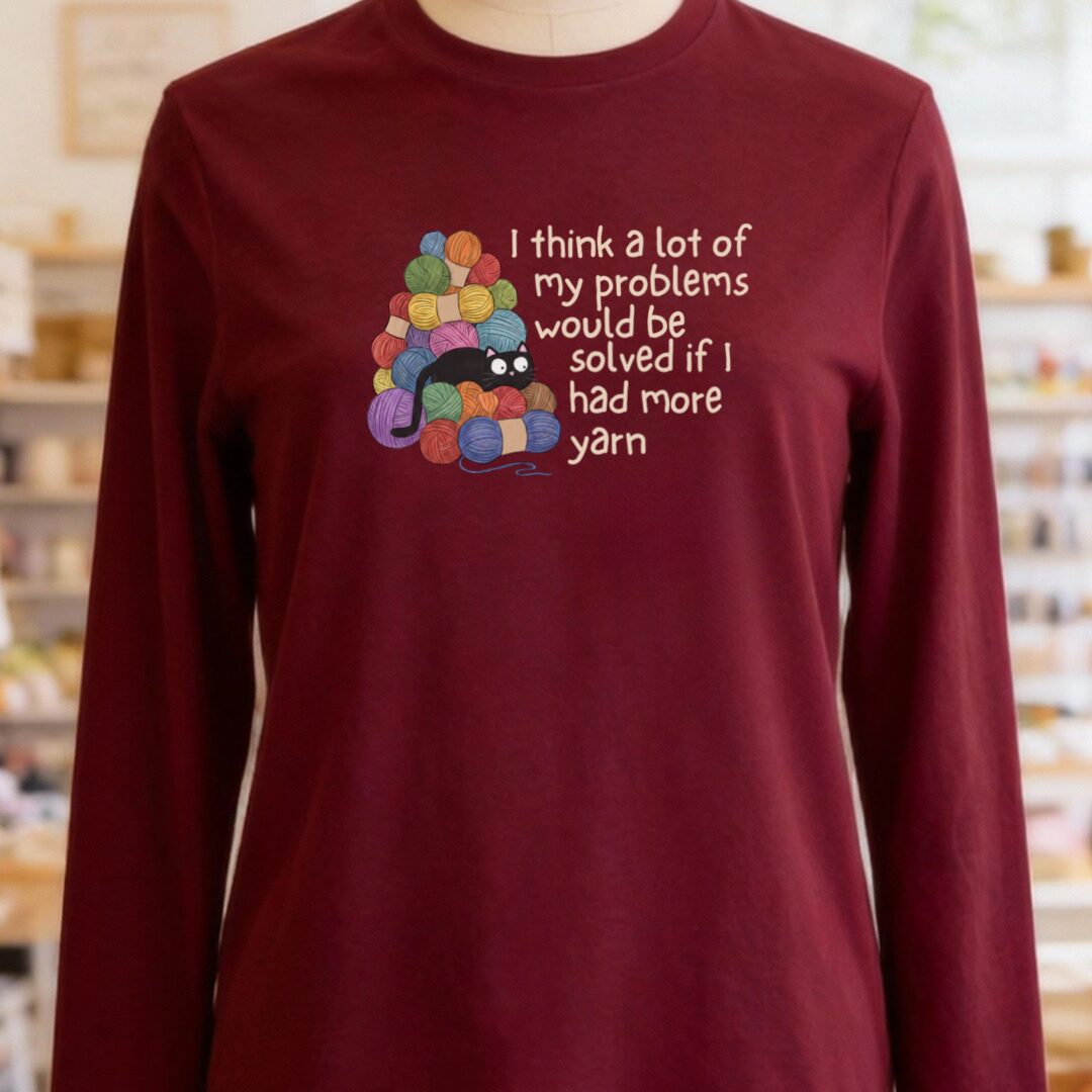 Problem Solved Long Sleeve Tee Maroon t-shirt
