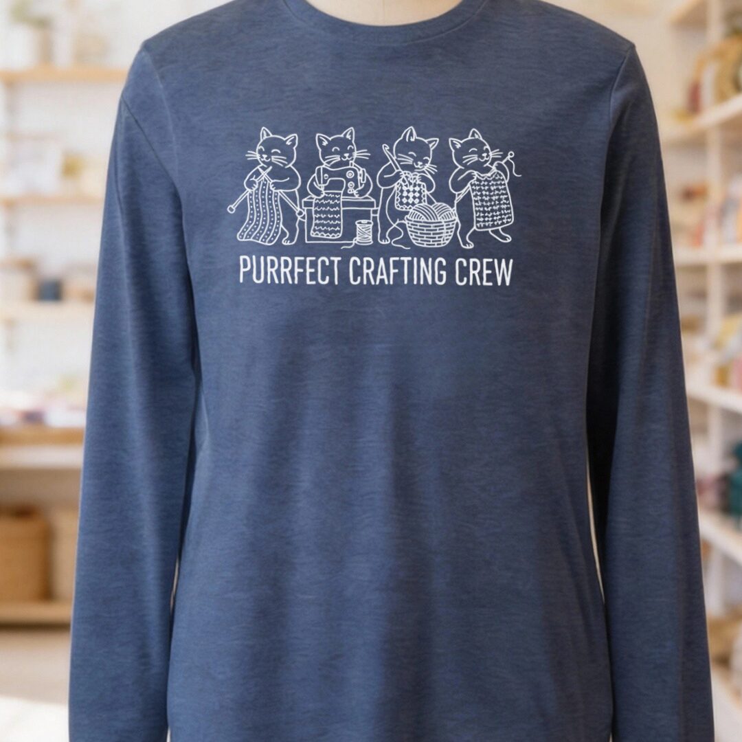 Purrfect Long Sleeve Tee Heather Navy t-shirt